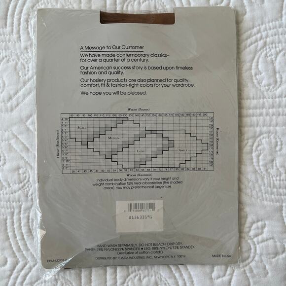 Lycra Sheer Light Control Pantyhose Hosiery Nylons Size Ample Picone Beige NWT - Picture 3 of 3